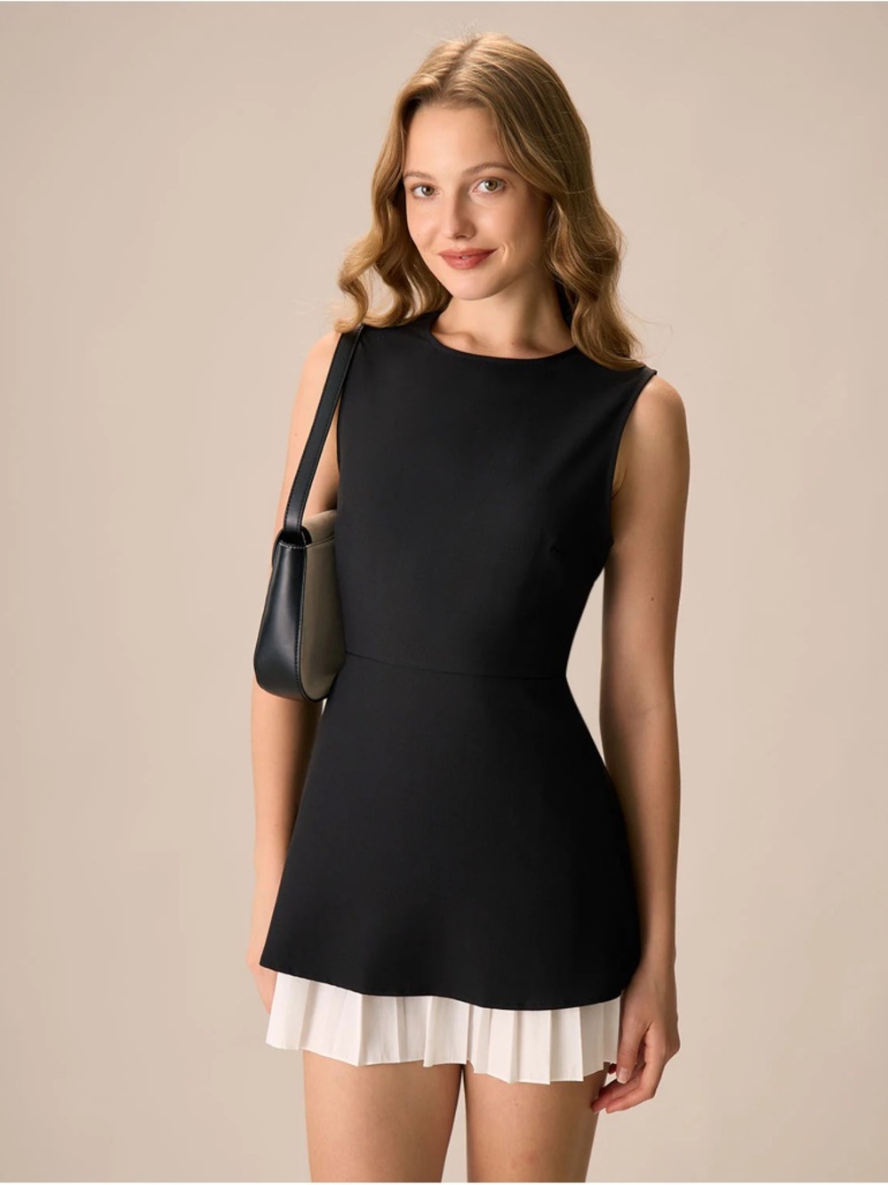 RIHOAS Black and White Sleeveless Mini Dress